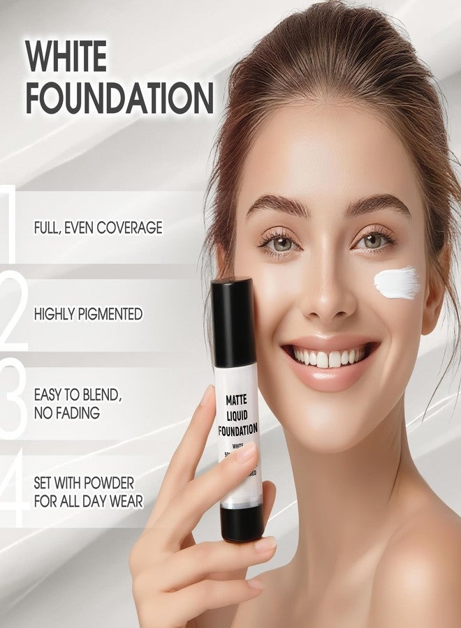 Wismee Clown White Face Paint, White Liquid Foundation Full Coverage Matte Flawless Finish Foundation for Goth Clown Makeup,Daily,Cosplay, Halloween Makeup - Image 2